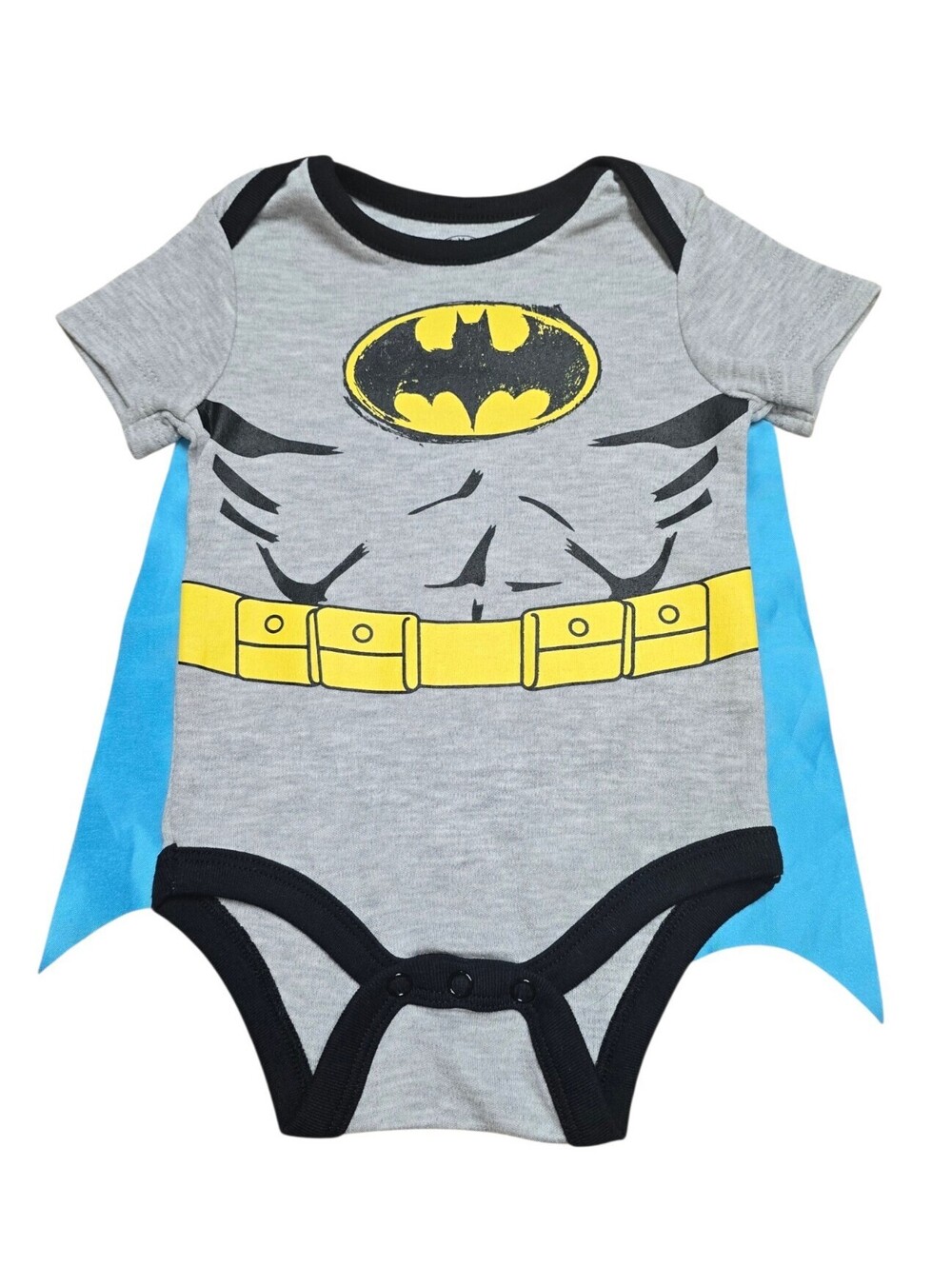DC Comics Batman Baby Bodysuit Costume Cape 6-9M Gray Blue Superhero Halloween